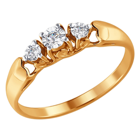 Кольцо, золото, бриллиант, 1011341